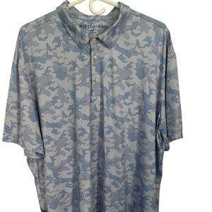 Mizzen + Main Golf Polo - XXL - Blue w/Geometric Design - Worn Once - Mint Cond.